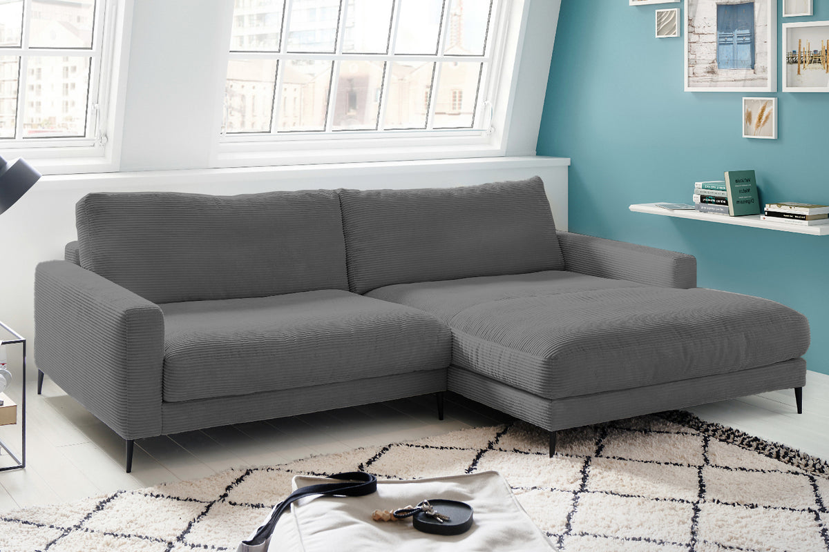 KAWOLA Ecksofa CARA Sofa Cord grau