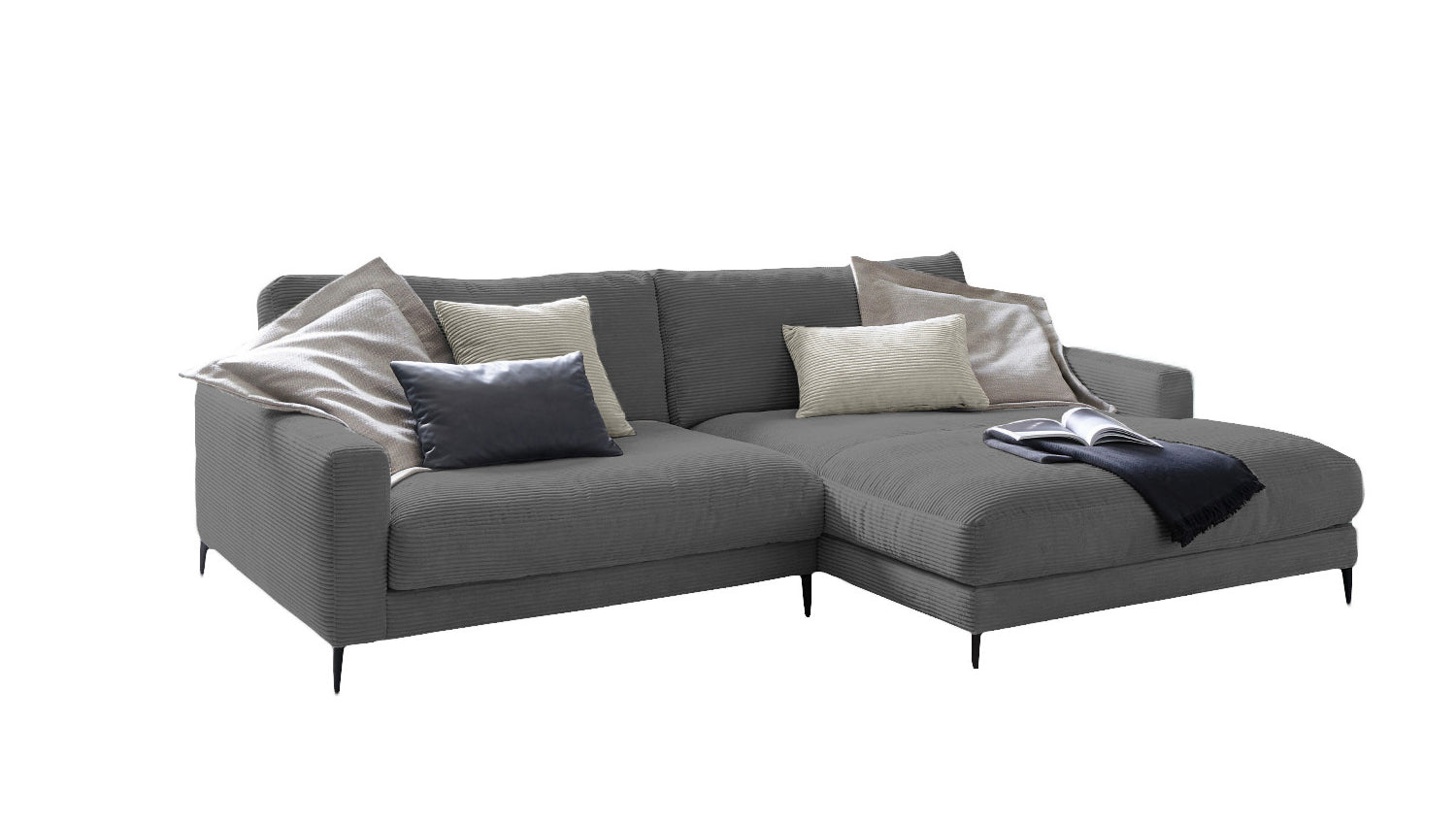 KAWOLA Ecksofa CARA Sofa Cord grau