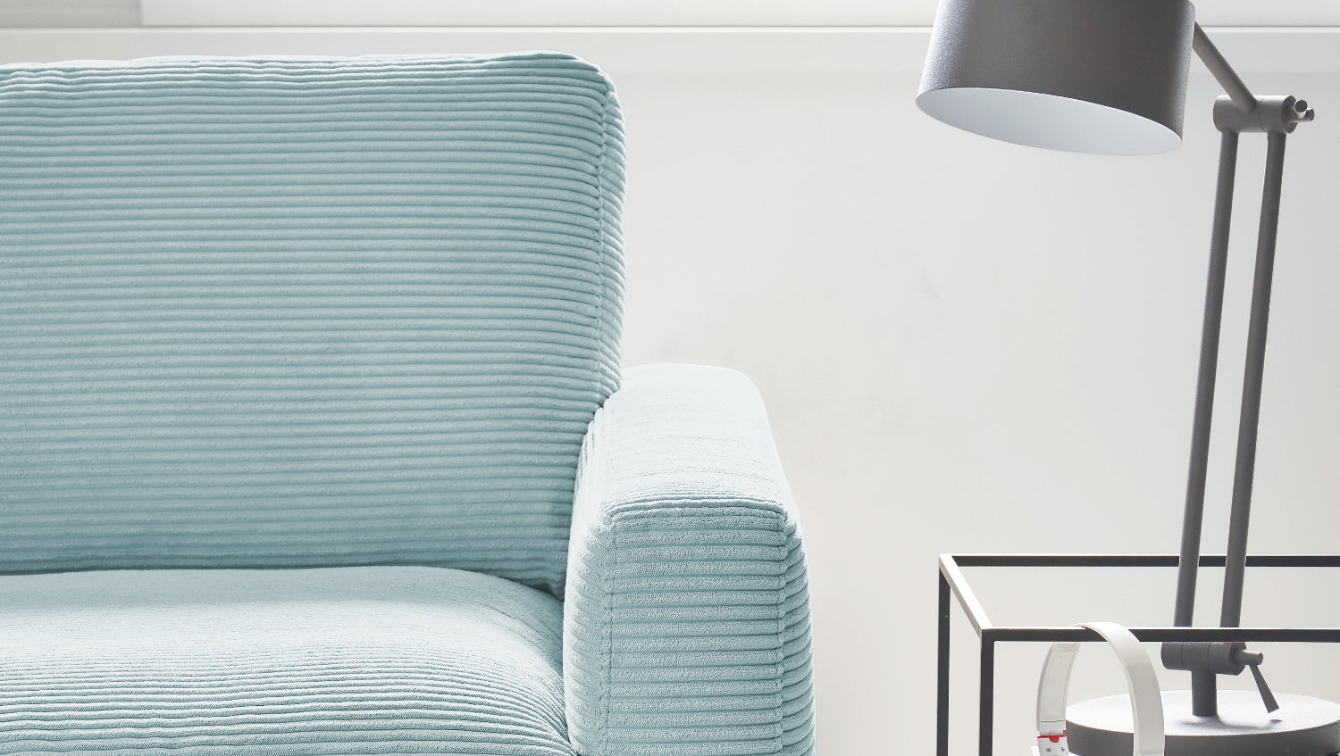 KAWOLA Ecksofa CARA Sofa Cord hellblau