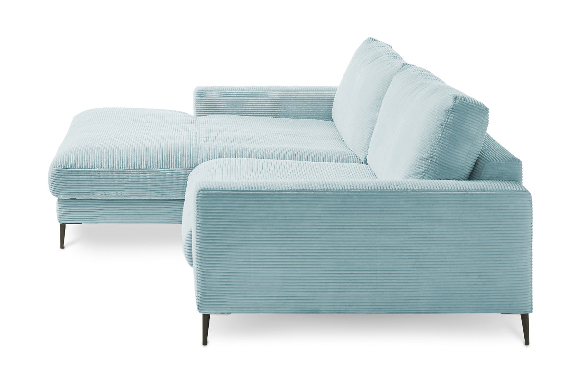 KAWOLA Ecksofa CARA Sofa Cord hellblau