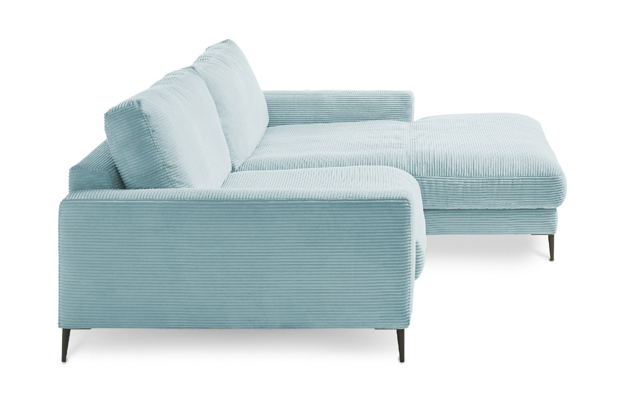 KAWOLA Ecksofa CARA Sofa Cord hellblau