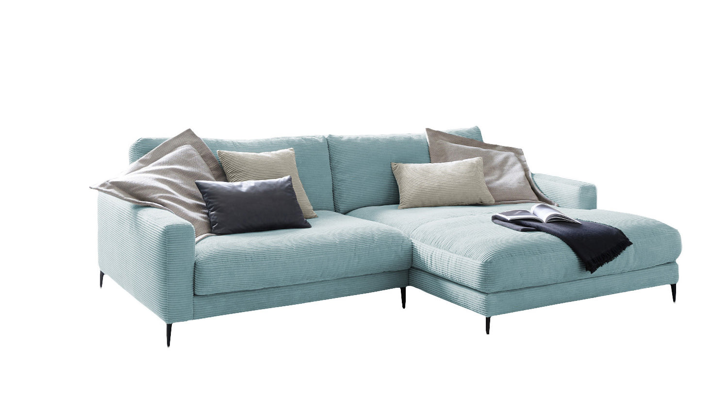 KAWOLA Ecksofa CARA Sofa Cord hellblau