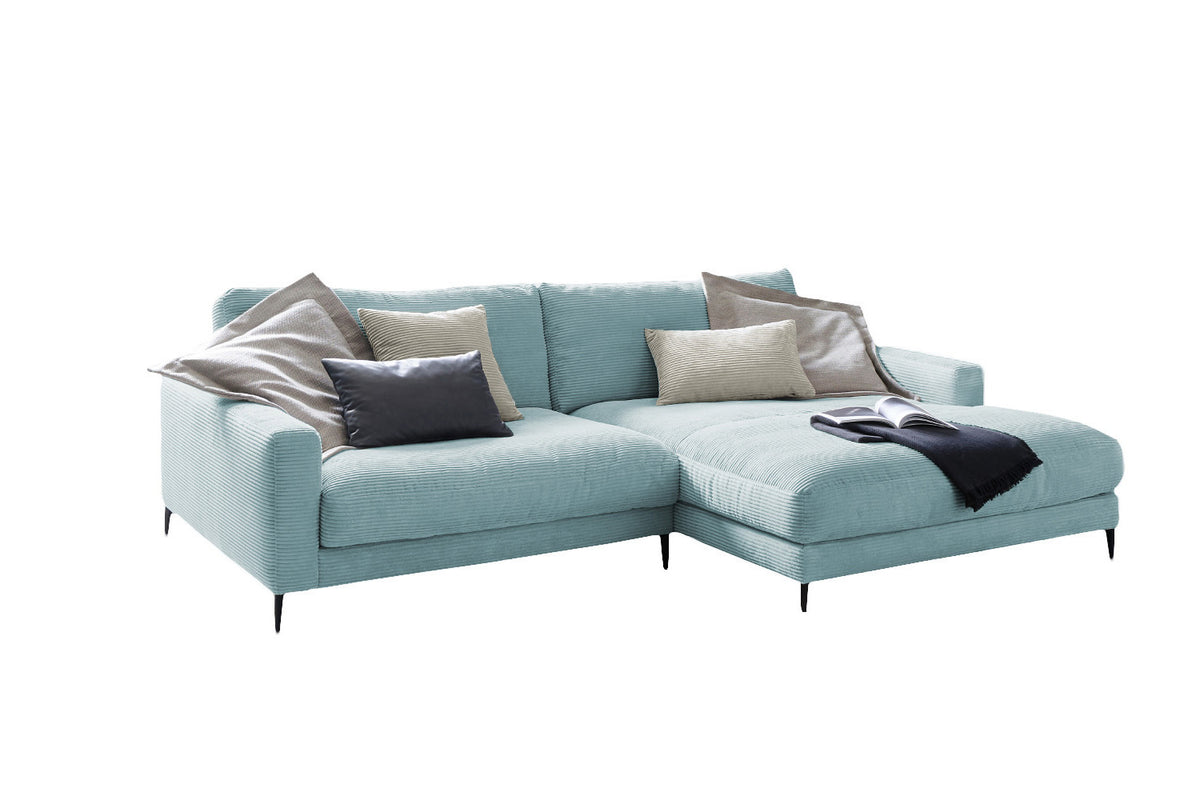 KAWOLA Ecksofa CARA Sofa Cord hellblau