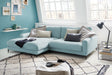 KAWOLA Ecksofa CARA Sofa Cord hellblau, Links