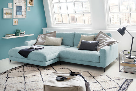 KAWOLA Ecksofa CARA Sofa Cord hellblau, Links
