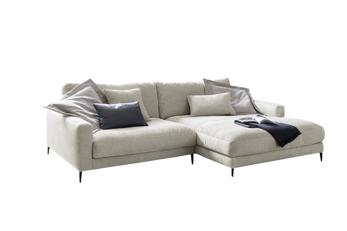 KAWOLA Ecksofa CARA Sofa Cord hellgrau