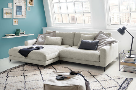 KAWOLA Ecksofa CARA Sofa Cord hellgrau, Links