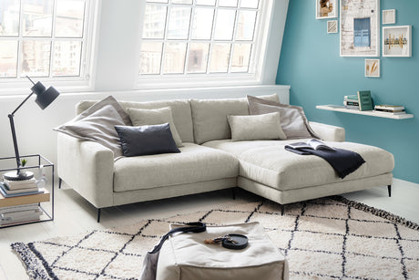 KAWOLA Ecksofa CARA Sofa Cord hellgrau, Rechts