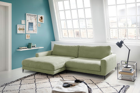 KAWOLA Ecksofa CARA Sofa Cord olivgrün