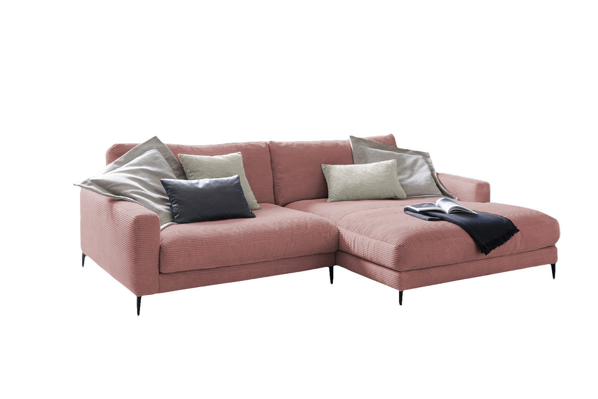 KAWOLA Ecksofa CARA Sofa Cord rosa