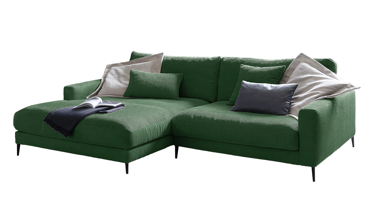 KAWOLA Ecksofa CARA Sofa Cord smaragd