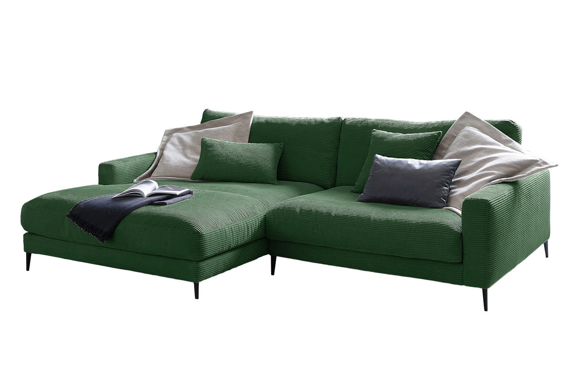 KAWOLA Ecksofa CARA Sofa Cord smaragd