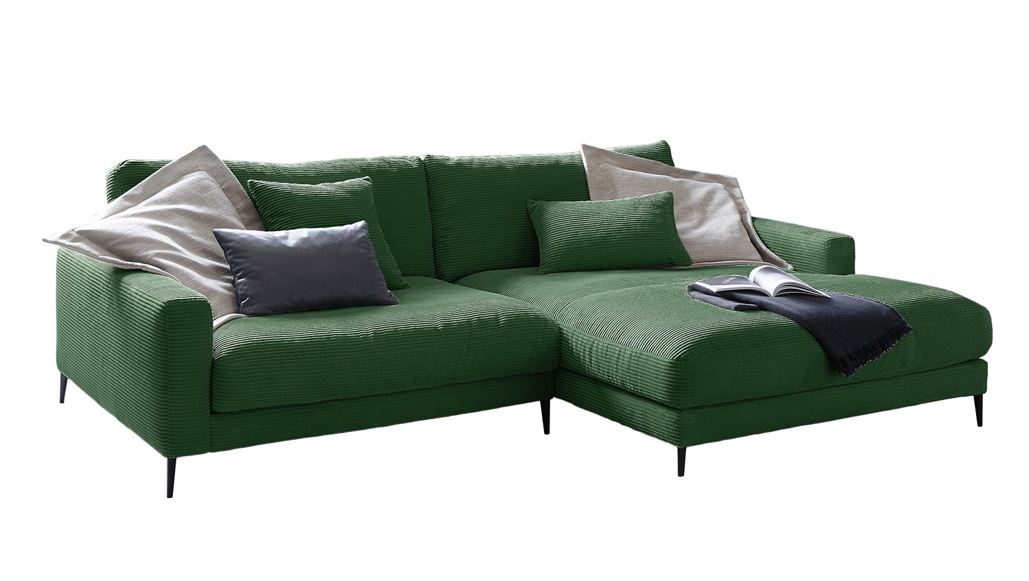 KAWOLA Ecksofa CARA Sofa Cord smaragd