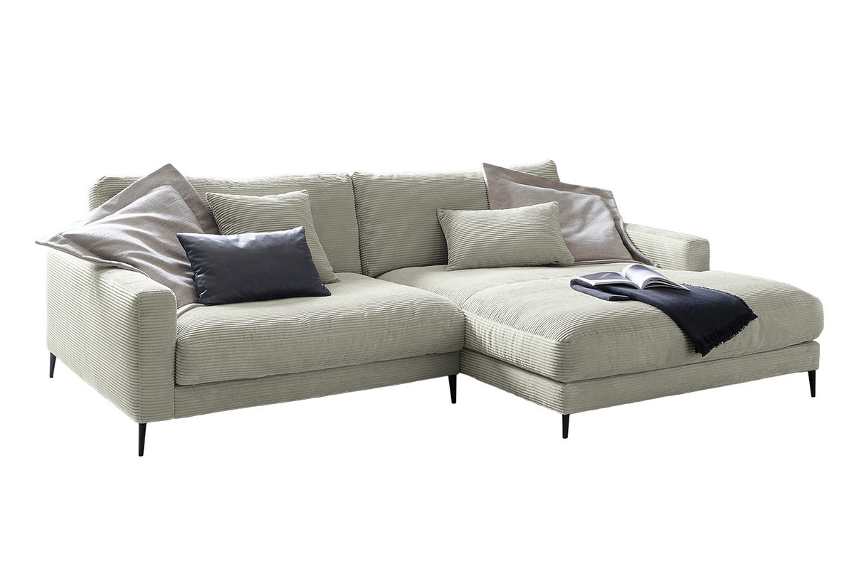 KAWOLA Ecksofa CARA Sofa Cord steingrau