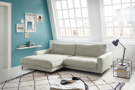 KAWOLA Ecksofa CARA Sofa Cord steingrau