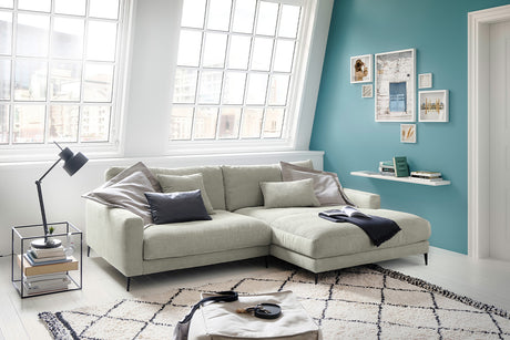 KAWOLA Ecksofa CARA Sofa Cord steingrau, Rechts