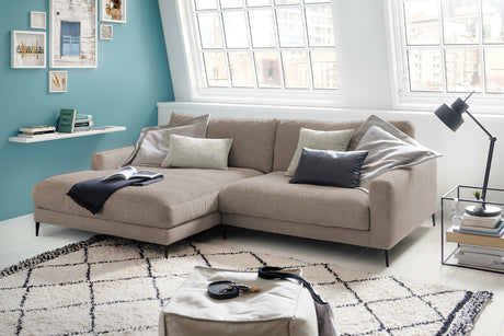 KAWOLA Ecksofa CARA Sofa Cord taupe, Links