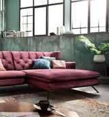 KAWOLA Ecksofa CHARME Sofa mit Longchair rechts Velvet purple