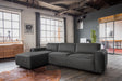 KAWOLA Ecksofa EXTRA Sofa Leder grau Recamiere links groß mit manueller Sitztiefenverstellung