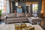KAWOLA Ecksofa VILNIUS 3-Sitzer mit Longchair Lederfaserstoff anthrazit