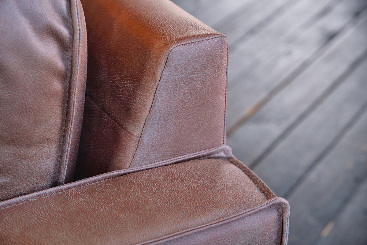 KAWOLA Ecksofa VILNIUS 3-Sitzer mit Longchair Lederfaserstoff cognac