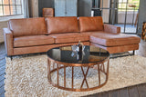 KAWOLA Ecksofa VILNIUS 3-Sitzer mit Longchair Lederfaserstoff cognac