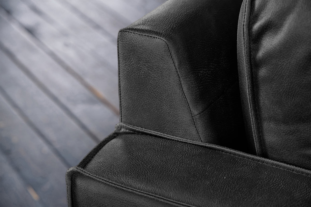 KAWOLA Ecksofa VILNIUS 3-Sitzer mit Longchair Lederfaserstoff schwarz