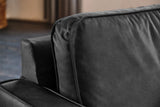 KAWOLA Ecksofa VILNIUS 3-Sitzer mit Longchair Lederfaserstoff schwarz