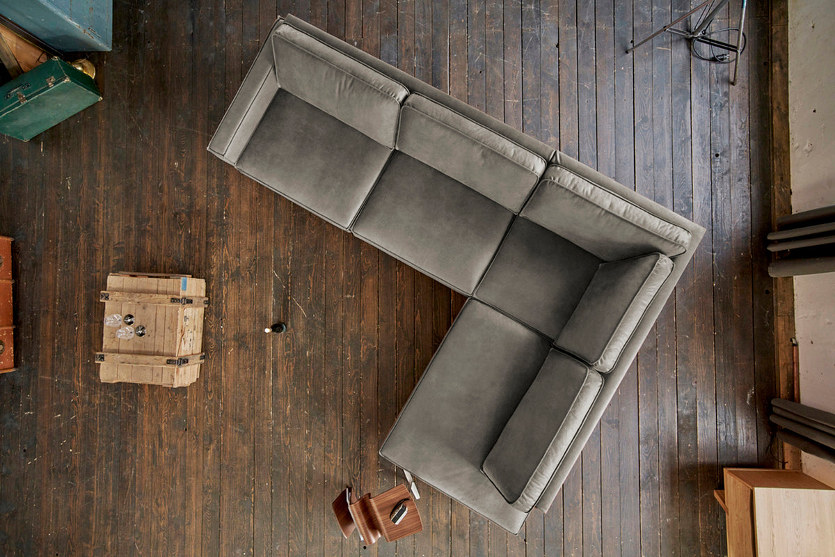 KAWOLA Ecksofa VILNIUS 3-Sitzer mit Recamiere Lederfaserstoff anthrazit