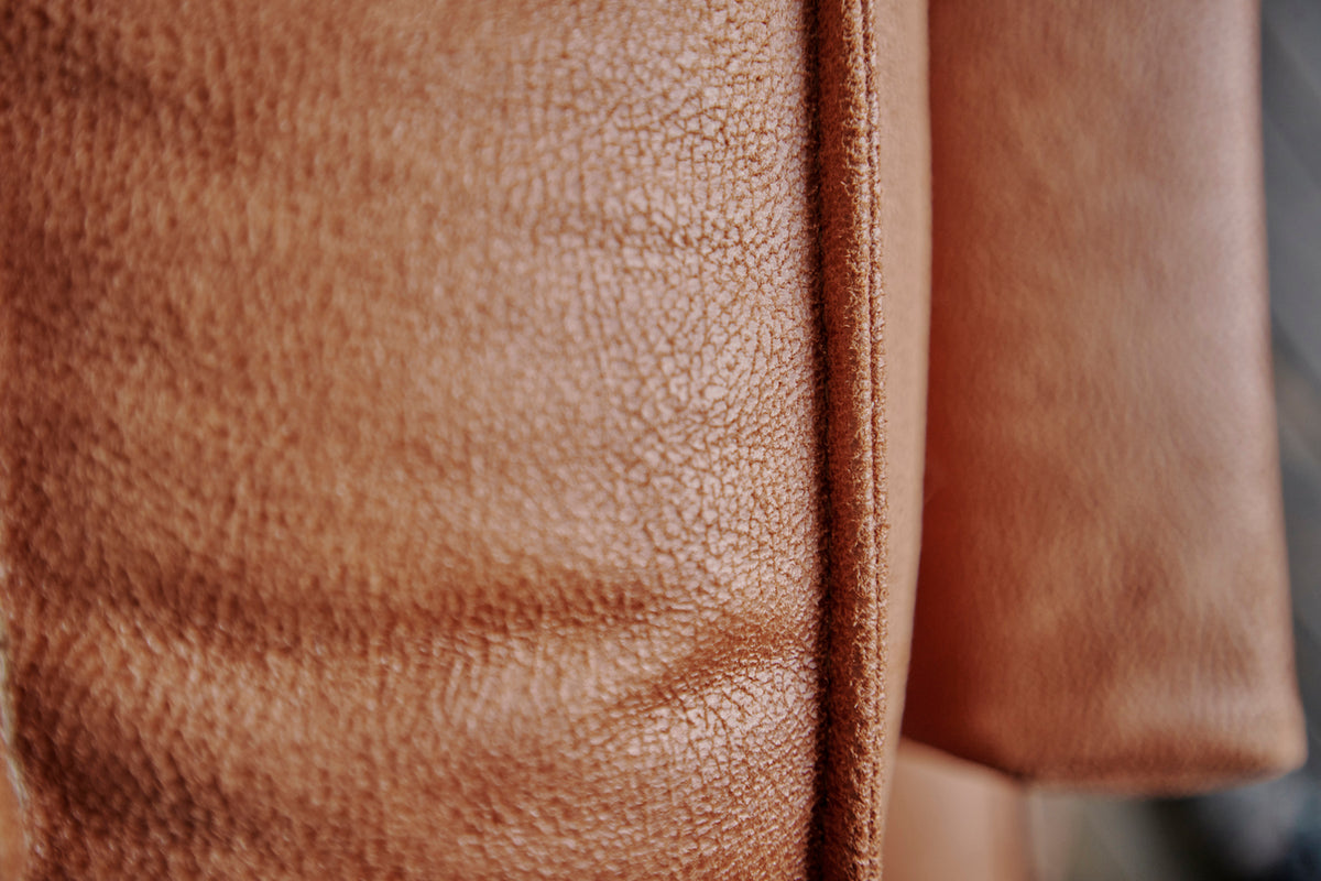 KAWOLA Ecksofa VILNIUS 3-Sitzer mit Recamiere Lederfaserstoff cognac