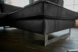 KAWOLA Ecksofa VILNIUS 3-Sitzer mit Recamiere Lederfaserstoff schwarz