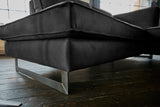 KAWOLA Ecksofa VILNIUS 3-Sitzer mit Recamiere Lederfaserstoff schwarz