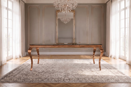 KAWOLA Esstisch AMARA Barock Glas Gestell Edelstahl rosé gold