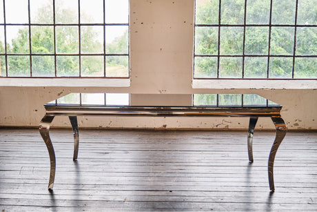 KAWOLA Esstisch AMARA Tisch Barock Glas Gestell Edelstahl