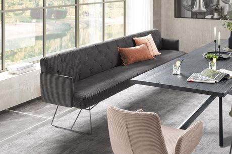 KAWOLA Esszimmerbank CHARME Cord grau, 3.5-Sitzer
