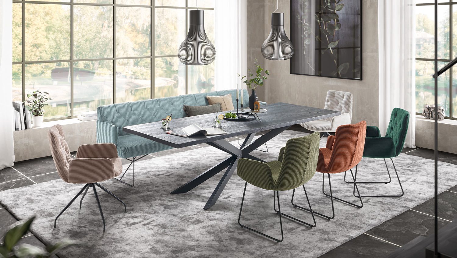 KAWOLA Esszimmerbank CHARME Cord hellblau