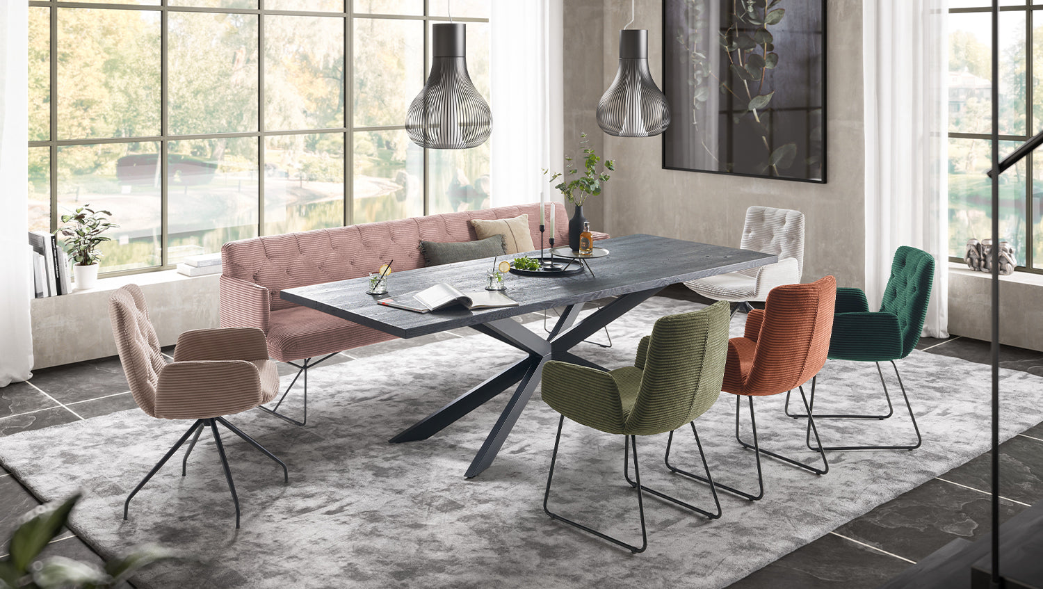 KAWOLA Esszimmerbank CHARME Cord rosa