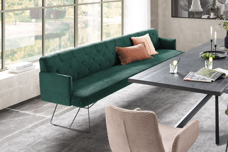 KAWOLA Esszimmerbank CHARME Cord smaragd, 4-Sitzer