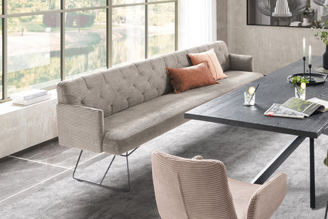KAWOLA Esszimmerbank CHARME Cord steingrau, 3-Sitzer