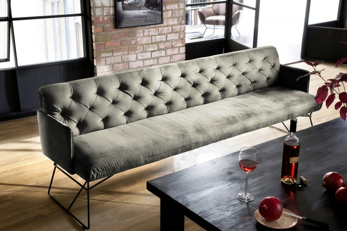 KAWOLA Esszimmerbank CHARME Velvet silber, 4-Sitzer