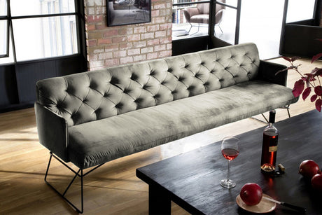 KAWOLA Esszimmerbank CHARME Velvet silber, 4-Sitzer
