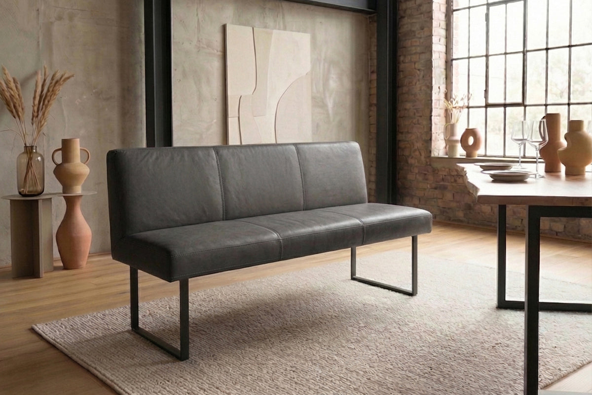 KAWOLA Esszimmerbank ELEEN Leder anthrazit, 2-Sitzer, 143 x 69
