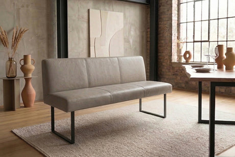 KAWOLA Esszimmerbank ELEEN Leder grau, 2-Sitzer, 143 x 69