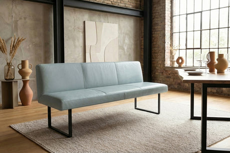 KAWOLA Esszimmerbank ELEEN Leder hellblau, 2.5-Sitzer, 203 x 69