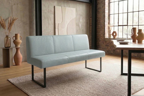 KAWOLA Esszimmerbank ELEEN Leder hellblau, 2-Sitzer, 163 x 69