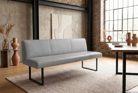 KAWOLA Esszimmerbank ELEEN Leder hellgrau, 2-Sitzer, 163 x 69