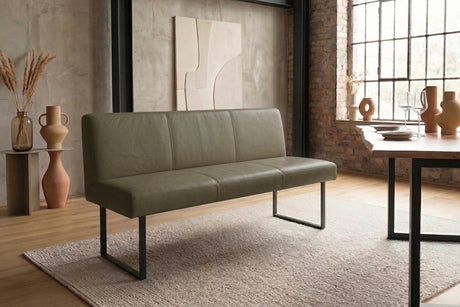 KAWOLA Esszimmerbank ELEEN Leder olivgrün, 2-Sitzer, 163 x 69
