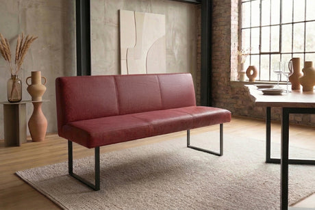 KAWOLA Esszimmerbank ELEEN Leder rot, 2-Sitzer, 123 x 69