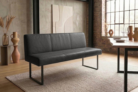 KAWOLA Esszimmerbank ELEEN Leder schwarz, 2-Sitzer, 163 x 69