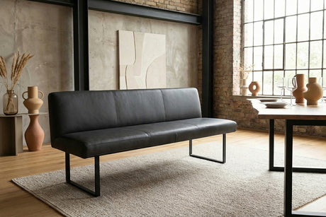 KAWOLA Esszimmerbank ELEEN Leder schwarz, 3-Sitzer, 223 x 69